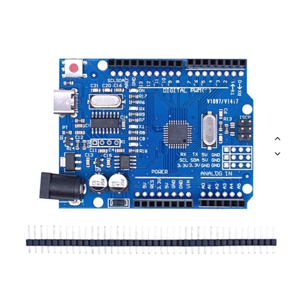 Top view of Arduino UNO SMD microcontroller board